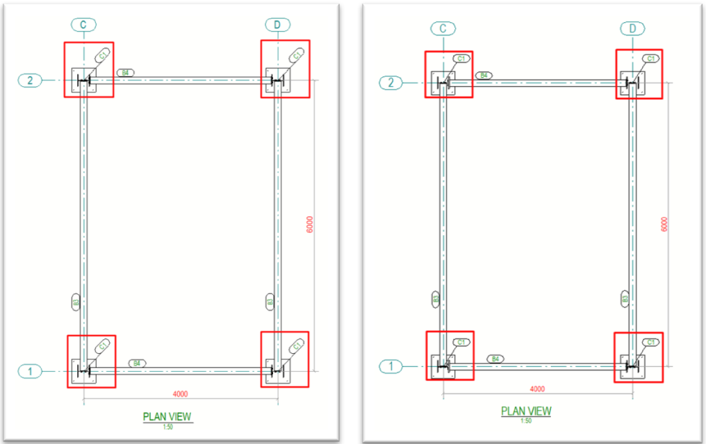 Column marks difference in Tekla Structures