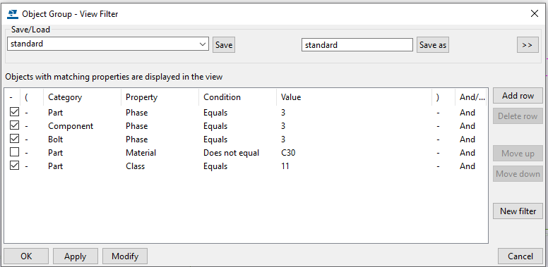 Object group - View Filter in Tekla Structures 