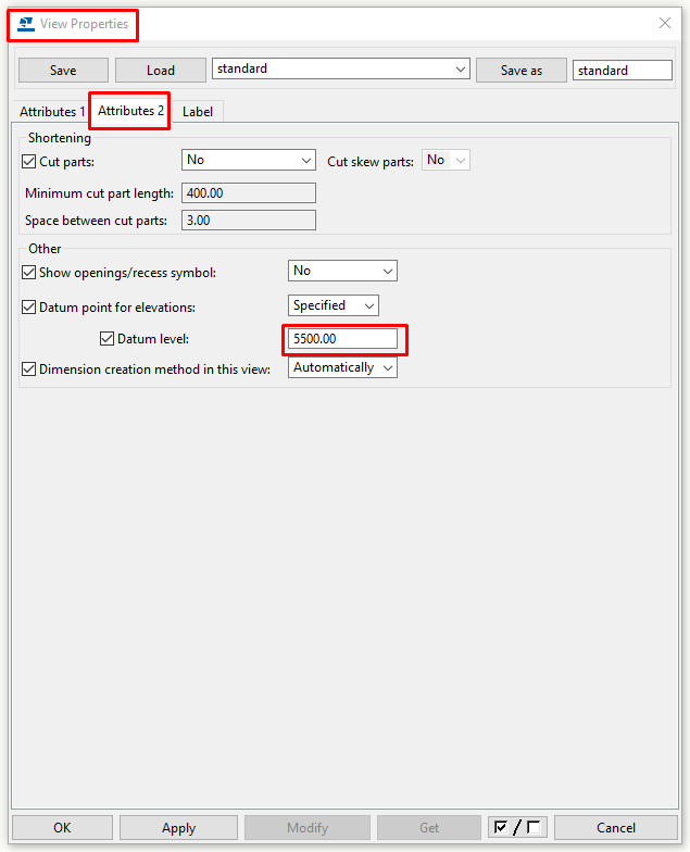 Setting datum level of the drawing