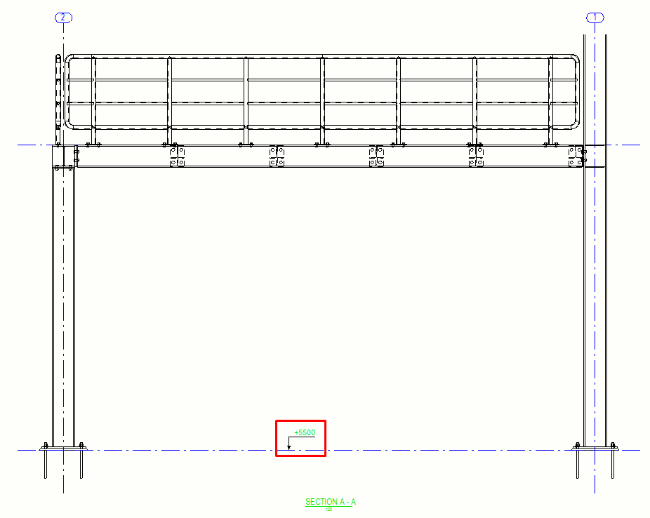 Elevation view with adjusted datum level