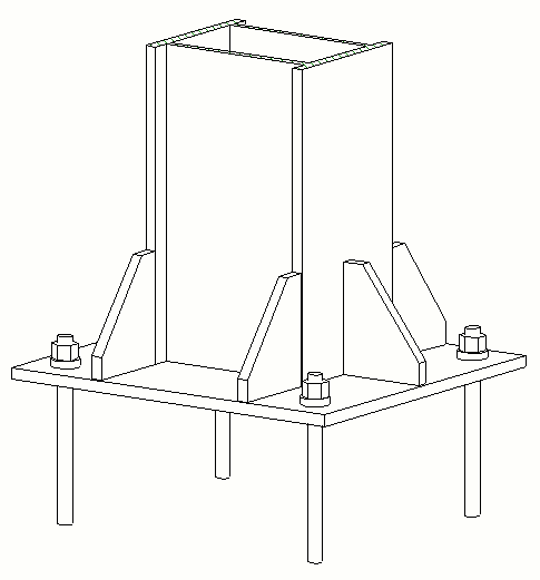 Base Plate With Stiffening Ribs For Box-Shaped Section