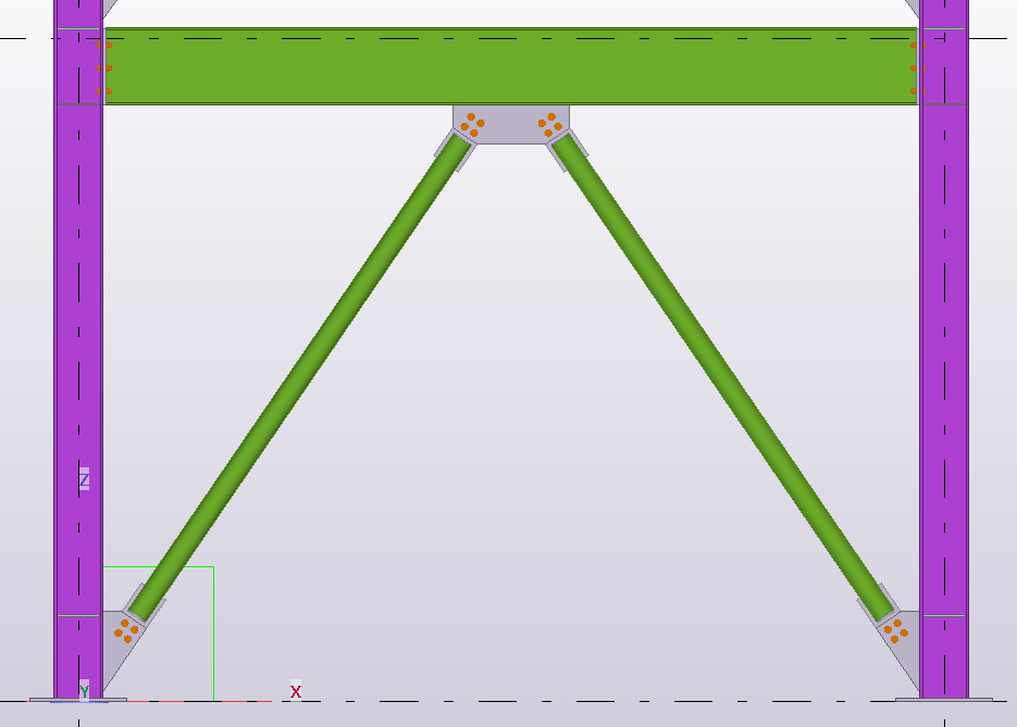 Steel Frame With Chevron Bracing