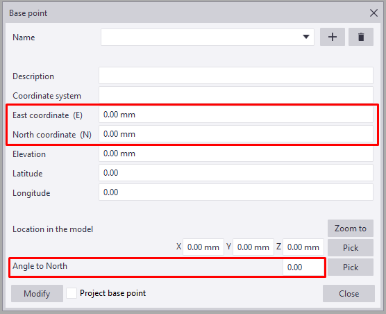 Tekla Structure base point coordinates