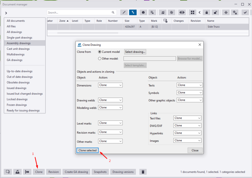 Tekla Structures - Clone Drawings