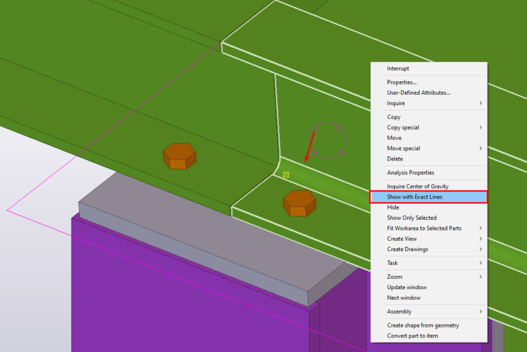 Tekla Structures - Show With Exact Lines