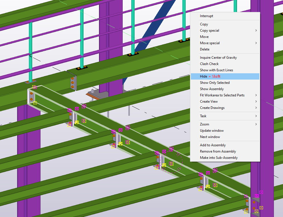 Hide model objects in Tekla Structures