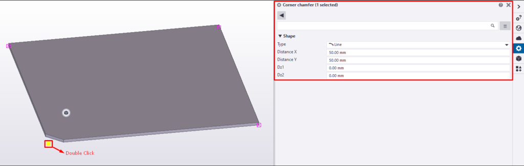 Create corner chamfer manually on plates in Tekla Structures model