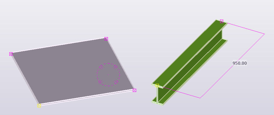 Part handles highlighted in Tekla Structures