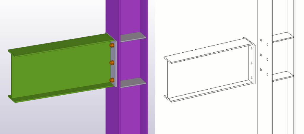Beam to column end plate connection 