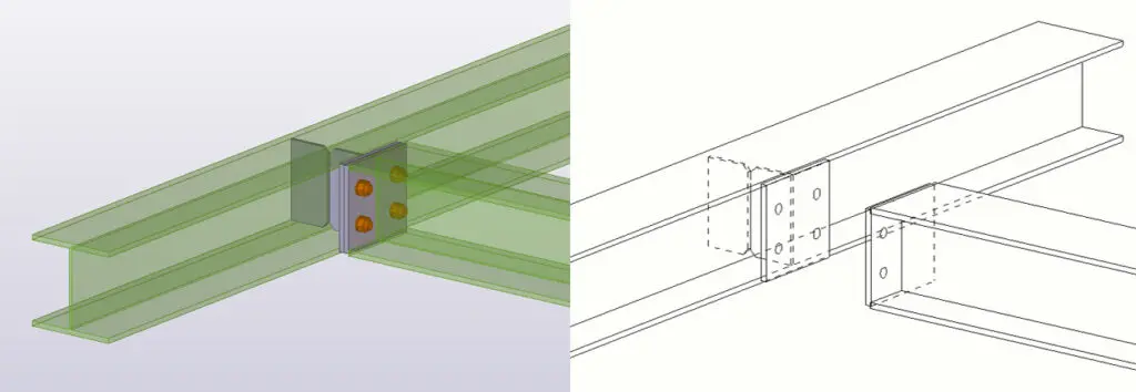 Beam to beam stiffened end plate connection