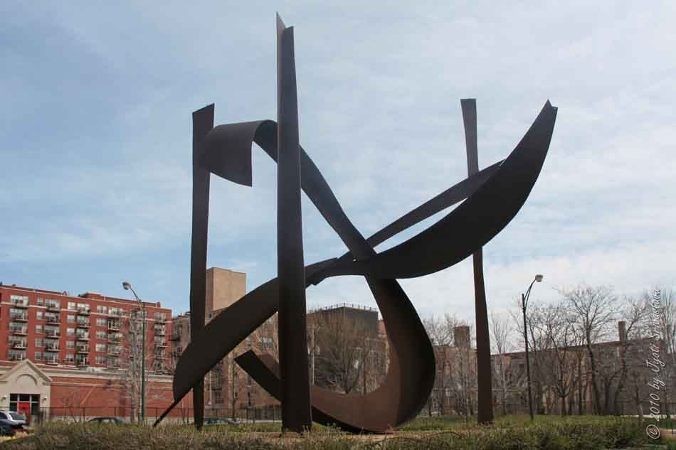 Steel Sculpture by Herbert Ferber located in Chicago