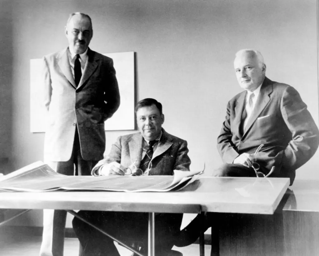 John Merrill, Nathaniel Owings, and Louis Skidmore.