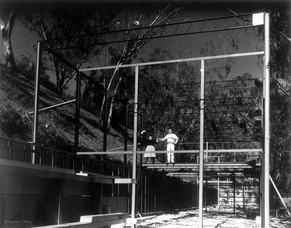 Charles & Ray Eames on site during construction of their home