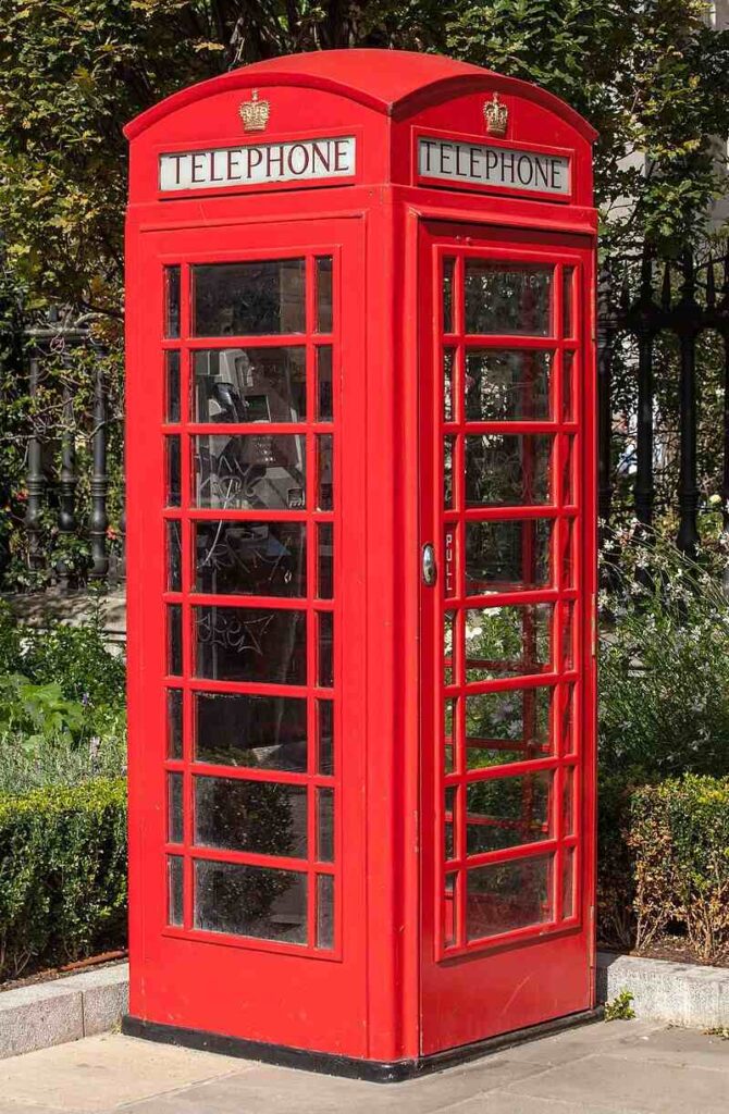 Red telephone box, St Paul's Cathedral, London, England