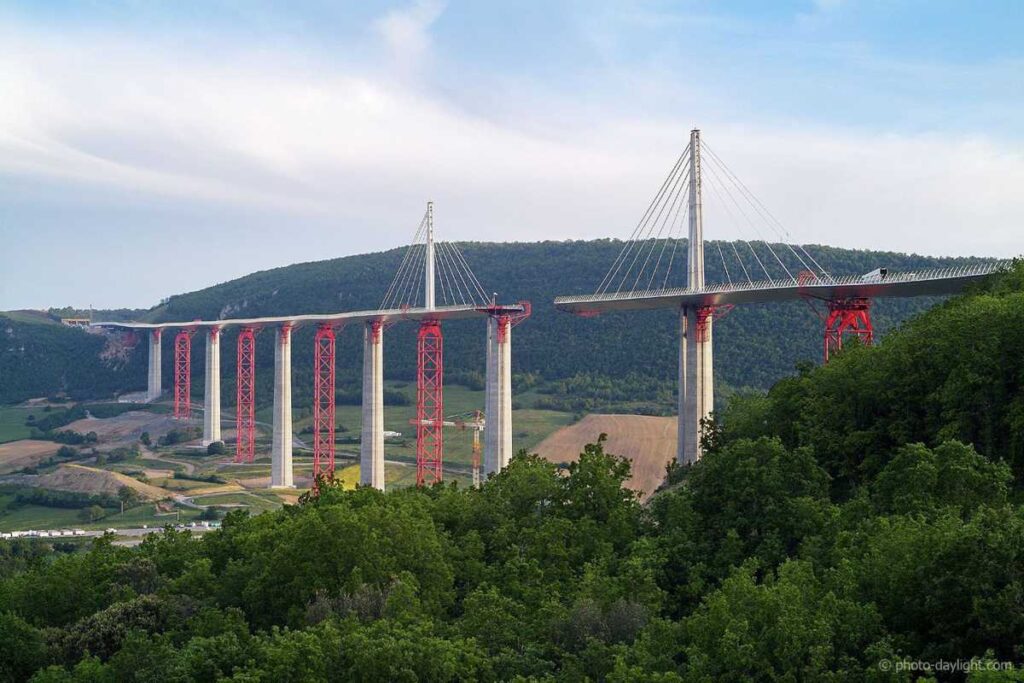The Millau Viaduct during construction