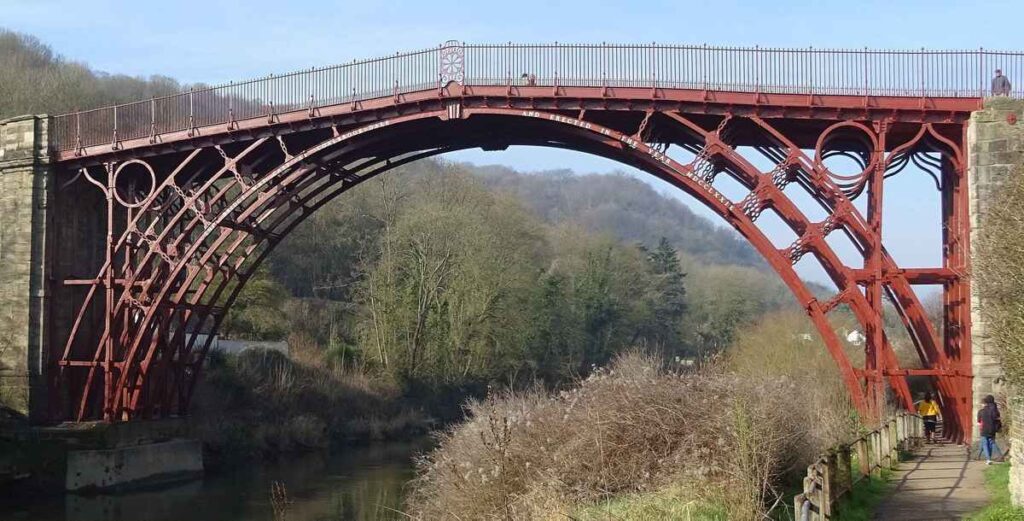 The east side of the Iron Bridge, Shropshire in February 2019