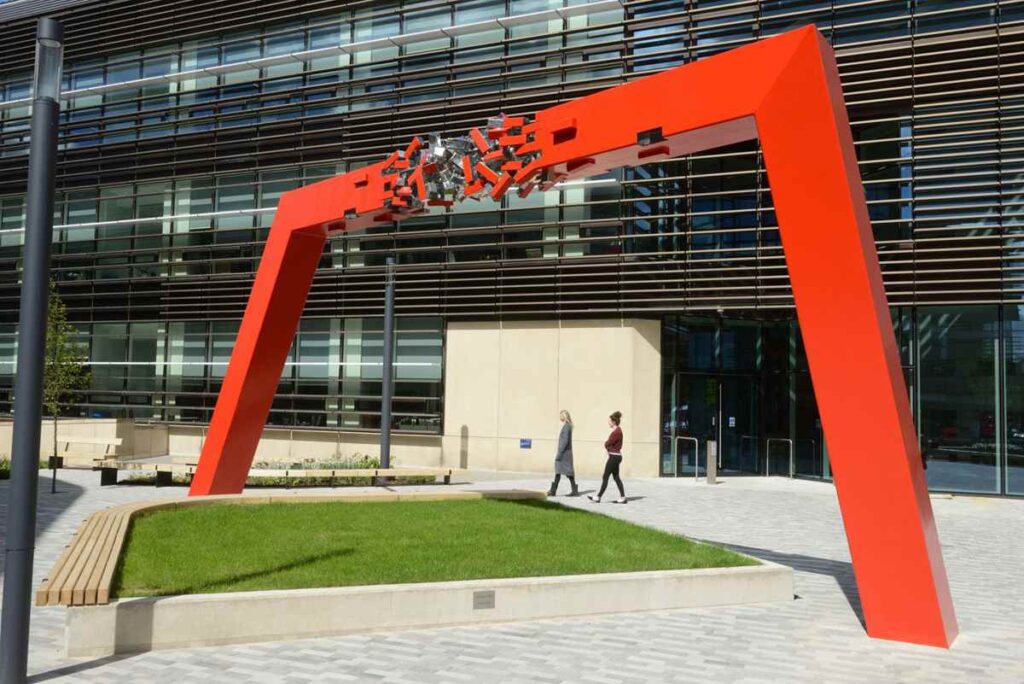 Sculpture at Commission for The University of Oxford, Painted steel and stainless steel
