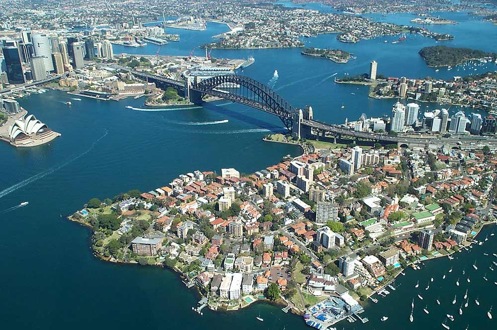 Sydney Harbour shot taken from the air.