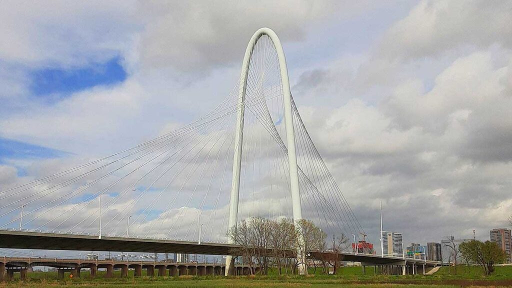 The Margaret Hunt Hill Bridge in Dallas, Texas