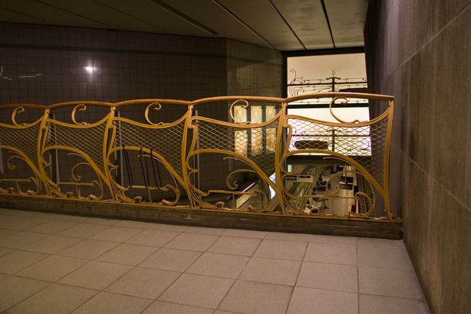 Original Art Nouveau railing in Horta station, Brussels premetro
