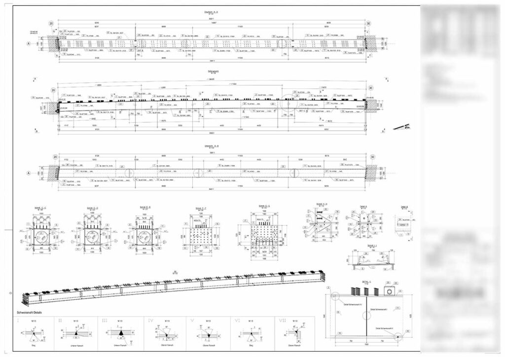 Example of a shop drawing of a steel plate girder for a bridge